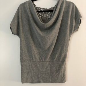 Short sleeve work shirt with lace detail